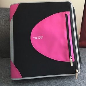 Mead Five Star Zipper Binder Pink/black used